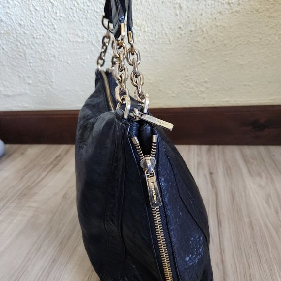 Rare Michael Kors Distressed Leather Shoulder Bag Hobo - Picture 6 of 12